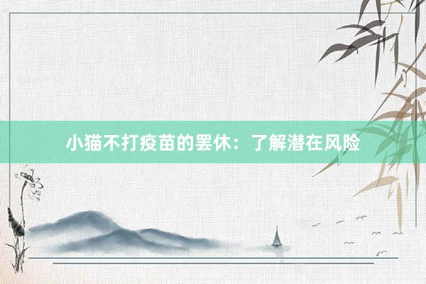 小猫不打疫苗的罢休：了解潜在风险
